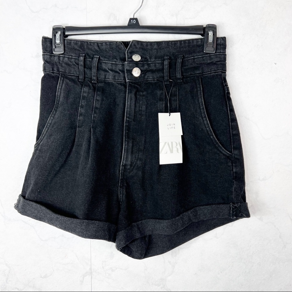 [Zara] Hig Waisted Dark Denim Shorts